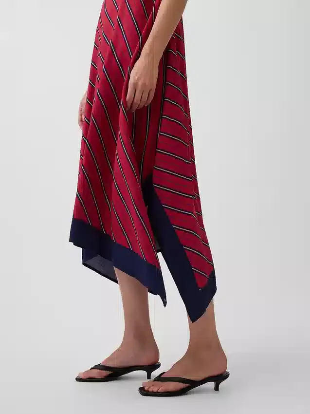 Stripe Handkerchief Midi Dress
