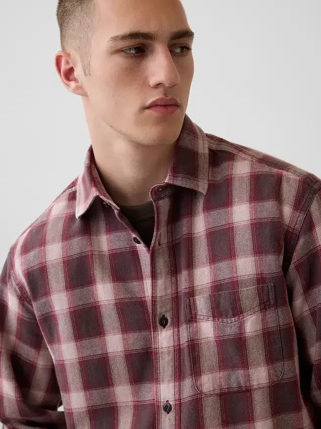 Sunwashed Twill Relaxed Plaid Shirt