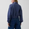 Textured Cotton Oversized Half-Zip Pullover