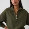 Textured Cotton Oversized Half-Zip Pullover