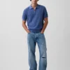 Textured Zip Polo Sweater Shirt