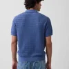 Textured Zip Polo Sweater Shirt