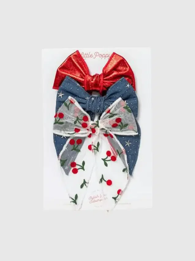 The Cherry Bow Clip Set