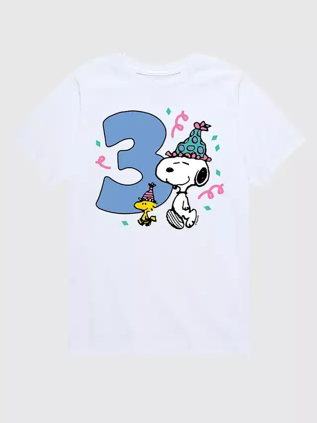 Toddler Peanuts 3Rd Birthday Short Sleeve Graphic Tee