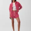 Towel Terry Oversized Stripe Zip Hoodie