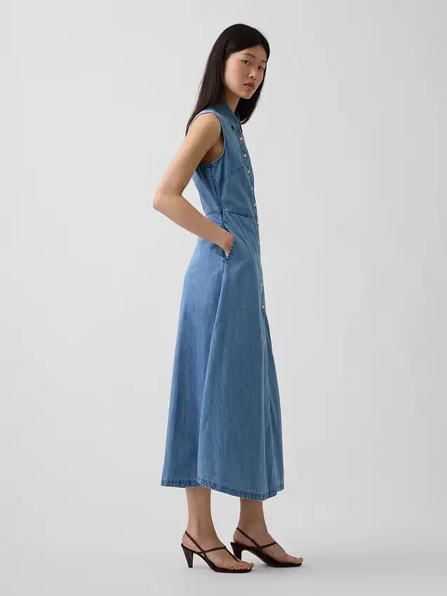Ultrasoft Denim Maxi Shirtdress