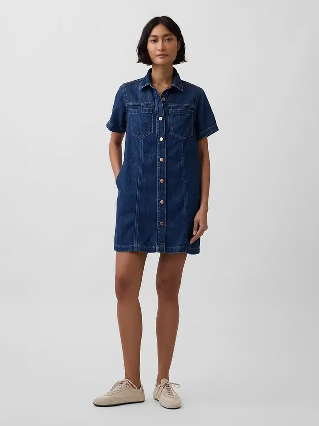 Ultrasoft Denim Mini Shirtdress
