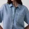 Ultrasoft Denim Oversized Camp Shirt