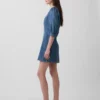 Ultrasoft Denim Puff-Sleeve Mini Dress