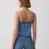 Ultrasoft Denim Seamed Square Neck Top