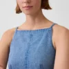 Ultrasoft Denim Seamed Square Neck Top
