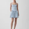 Ultrasoft Denim Stripe Drop-Waist Mini Dress