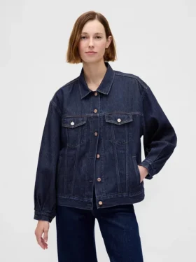 Ultrasoft Oversized Balloon-Sleeve Icon Denim Jacket
