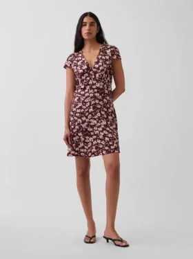 V-Neck Print Mini Dress