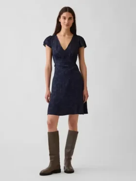 V-Neck Print Mini Dress
