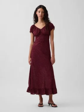 V-Neck Ruffle Hem Maxi Dress