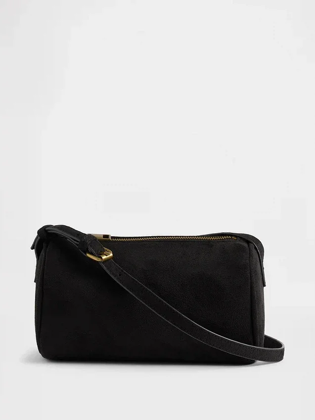 Vegan Suede Barrel Bag