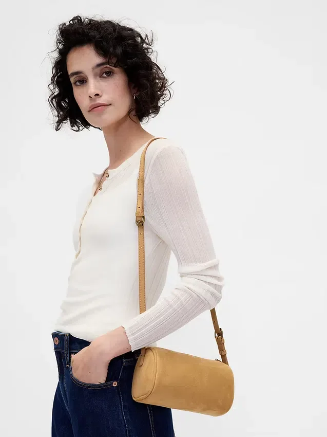 Vegan Suede Barrel Bag