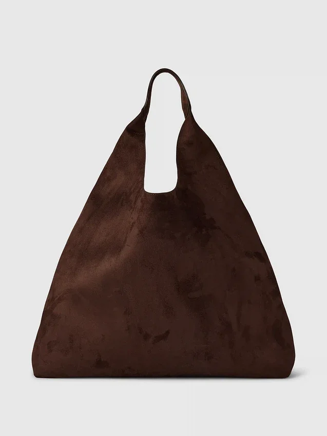 Vegan Suede Slouchy Tote Bag