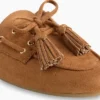 Vegan Suede Tassel Moc Mules