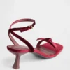 Velvet Bow Open-Toe Strappy Kitten Heels