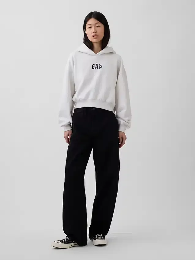 Vintagesoft Oversized Crop Logo Hoodie