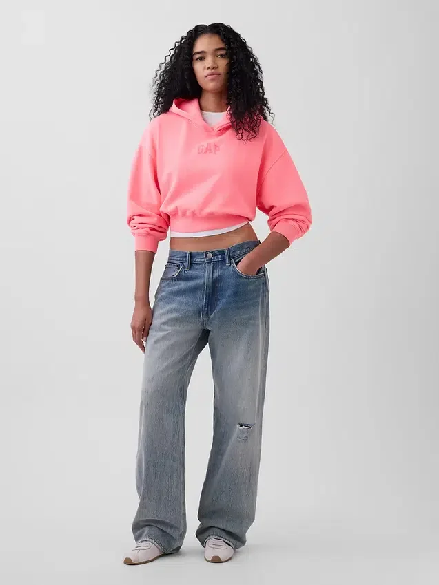 Vintagesoft Oversized Crop Logo Hoodie