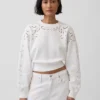 Vintagesoft Oversized Eyelet Crop Sweatshirt