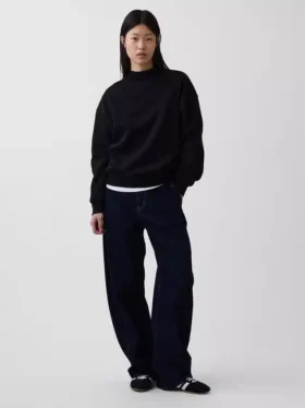 Vintagesoft Oversized Mockneck Tunic Sweatshirt
