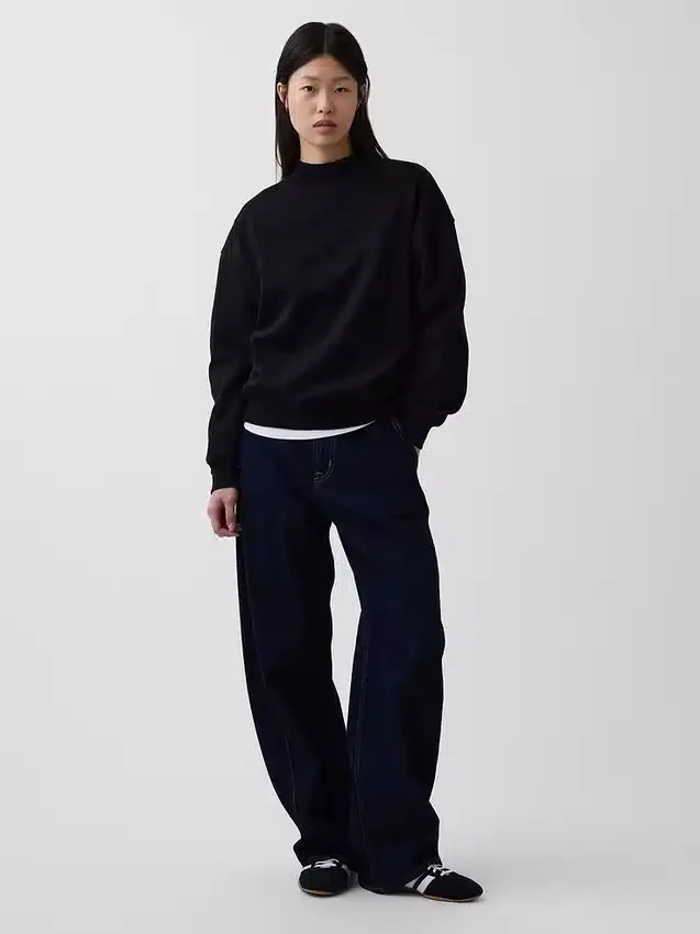Vintagesoft Oversized Mockneck Tunic Sweatshirt