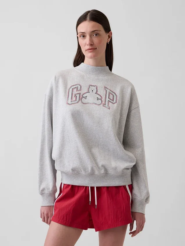 Vintagesoft Terry Oversized Mockneck Logo Sweatshirt