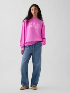 Vintagesoft Terry Oversized Mockneck Logo Sweatshirt