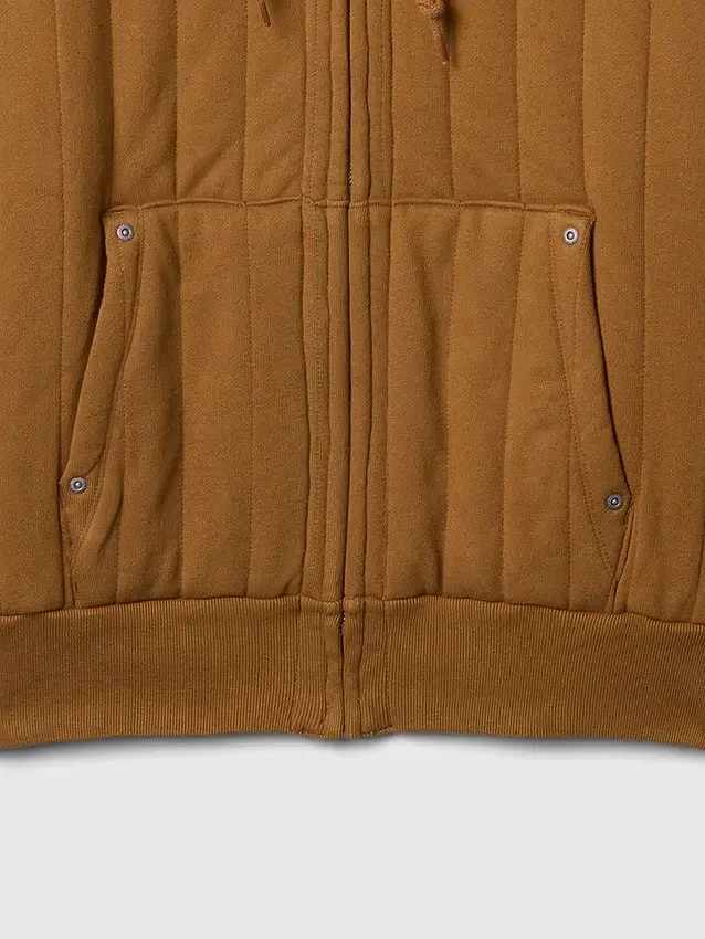 Waffle-Lined Quilted Zip Hoodie
