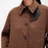 Wool-Blend Oversized Houndstooth Car Coat