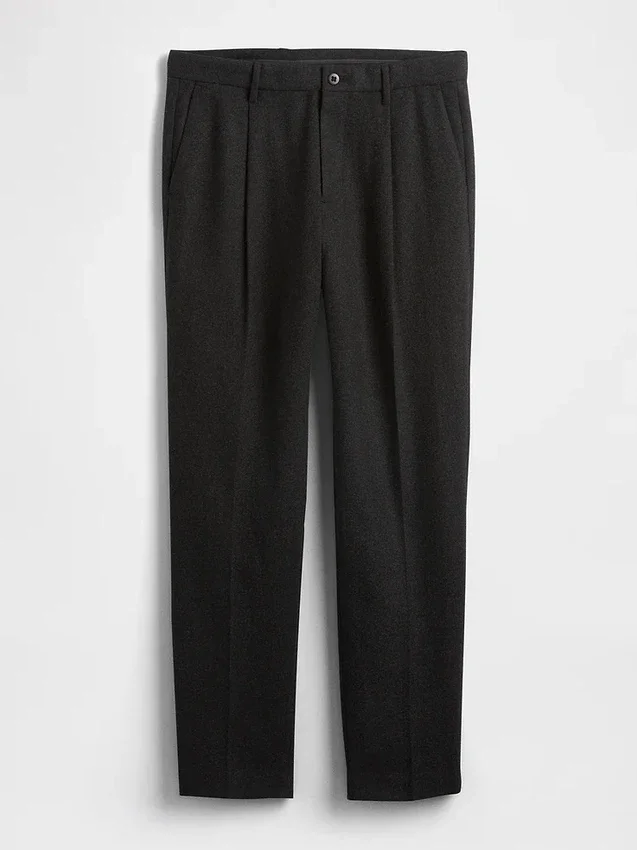 Wool-Blend Relaxed Straight Trousers