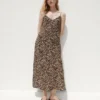 Zebra Print Midi Slip Dress